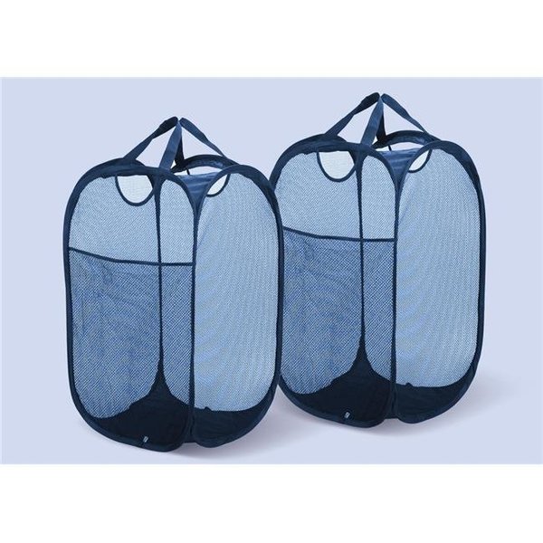 Homepage Mesh Pop Up Laundry Basket with Side Pocket; Dark Blue HO1258976
